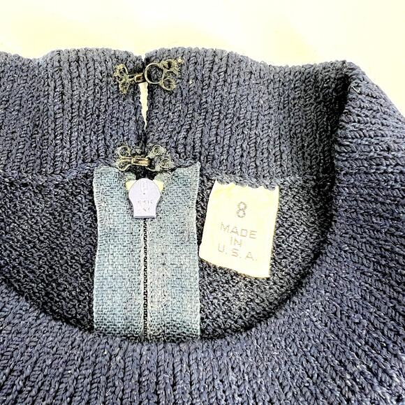 St. John Evening Geometric Greek Key Pattern Navy Sequin Long Sleeved Dress 8 - Picture 6 of 9